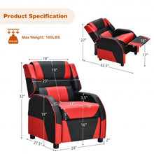 Load image into Gallery viewer, Kids Youth PU Leather Gaming Sofa Recliner with Headrest and Footrest-Red