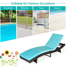 Load image into Gallery viewer, Patio Folding Adjustable Rattan Chaise Lounge Chair with Cushion-Turquoise