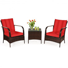 Load image into Gallery viewer, 3 PCS Patio Rattan Furniture Set-Red
