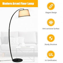 Load image into Gallery viewer, Arc Sturdy Base Modern Floor Lamp with Hanging Lampshade-Black
