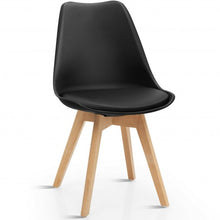 Load image into Gallery viewer, Set of 4 Dining Chair Mid Century Modern Shell PU Seat with Wooden Leg-Black