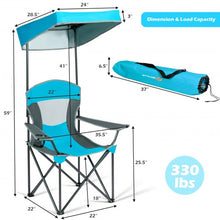 Load image into Gallery viewer, Portable Folding Camping Canopy Chair with Cup Holder Cooler -Blue