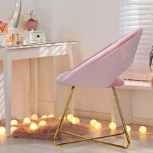 Load image into Gallery viewer, Modern Accent Velvet Dining Arm Chair w/ Golden Metal Legs and Soft Cushion-Pink