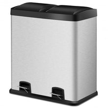 Load image into Gallery viewer, 16 Gallon Dual Step Stainless Steel Double Bucket Trash Can