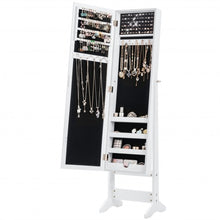 Load image into Gallery viewer, Mirrored Standing Jewelry Cabinet Storage Box-White