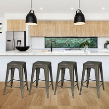 Load image into Gallery viewer, 24" Set of 4 Low Back Metal Counter Stool Stools-Gun