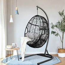 Load image into Gallery viewer, Hanging Cushioned Hammock Chair with Stand -Gray