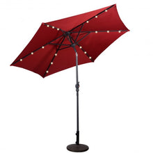 Load image into Gallery viewer, 9FT Patio Solar Umbrella LED Patio Market Steel Tilt W/ Crank Outdoor New-Burgundy