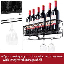Load image into Gallery viewer, Wall Mounted Metal Wine Rack Wine Bottle Storage