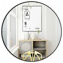 Load image into Gallery viewer, 27.5" Modern Metal Wall-Mounted Round Mirror for Bathroom-Black