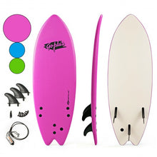 Load image into Gallery viewer, 5'5" Ocean Foamie SurfBoard with Rope and 3 Fins-Pink