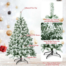 Load image into Gallery viewer, 4.5 ft Snow Flocked Artificial Christmas Tree with 400 Tips and Foldable Base
