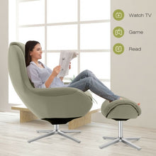 Load image into Gallery viewer, Swivel Top Grain Leather Lounge Armchair Rocking Chair with Ottoman-Gray