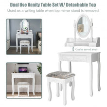 Load image into Gallery viewer, Vanity Table Set with Oval Mirror and 4 Drawers