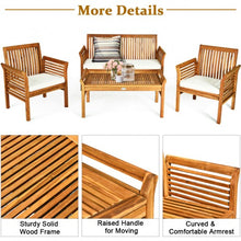 Load image into Gallery viewer, 4 Pcs Outdoor Acacia Wood Sofa Furniture Set