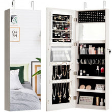 Load image into Gallery viewer, Lockable Storage Jewelry Cabinet with Frameless Mirror-White