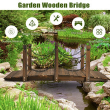 Load image into Gallery viewer, 5 ft Wooden Garden Bridge Arc Footbridge Stained Finish Walkway with Safety Rails