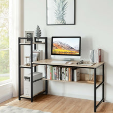 Load image into Gallery viewer, 59" Computer Desk Home Office Workstation 4-Tier Storage Shelves-Natural