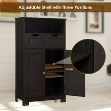 Load image into Gallery viewer, Bathroom Wooden Side Cabinet with 2 Drawers and 2 Doors-Coffee