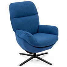 Load image into Gallery viewer, Modern Swivel Rocking Chair and Ottoman Set with Aluminum Alloy Base-Blue