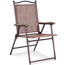 Load image into Gallery viewer, Set of 2 Patio Folding Sling Back Camping Deck Chairs-Coffee