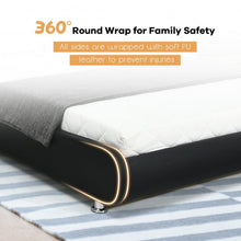 Load image into Gallery viewer, Full Size Faux Leather Upholstered Platform Bed Adjustable Headboard-Black