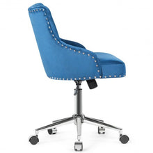 Load image into Gallery viewer, Tufted Upholstered Swivel Computer Desk Chair with Nailed Tri-Blue