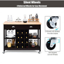 Load image into Gallery viewer, Rolling Kitchen Island Bar Storage Serving Cart-Deep Brown