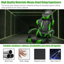 Load image into Gallery viewer, Gaming Chair Reclining Swivel with Massage Lumbar Support -Green