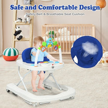 Load image into Gallery viewer, 2-in-1 Foldable Baby Walker with Adjustable Heights-Blue
