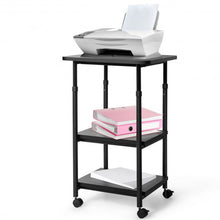 Load image into Gallery viewer, 3-tier Adjustable Printer Stand with 360? Swivel Casters-Black