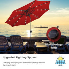 Load image into Gallery viewer, 10FT Patio Solar Umbrella LED Patio Market Steel Tilt W/ Crank Outdoor New-Burgundy