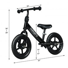 Load image into Gallery viewer, 12" Kids Balance No-Pedal Ride Pre Learn Bike with Adjustable Seat-Black