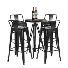 Load image into Gallery viewer, 30" Set of 4 Metal Height Barstools with Low Back-Black