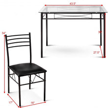 Load image into Gallery viewer, 5 Pieces Dining Set Tempered Glass Top Table & 4 Upholstered Chairs