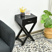 Load image into Gallery viewer, Modern Nightstand X-Shape Drawer Accent Side End Table-Black