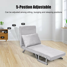 Load image into Gallery viewer, Chamois Convertible Sleeper Bed Arm Sofa with Pillow-Gray