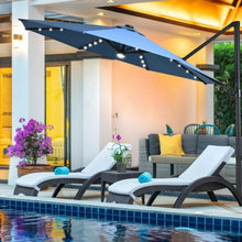 Load image into Gallery viewer, 10 Ft Patio Offset Cantilever Umbrella with Solar Lights-Blue