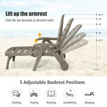 Load image into Gallery viewer, 5 Position Adjustable Folding Lounger Chaise Chair on Wheels-Brown