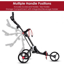 Load image into Gallery viewer, Foldable 3 Wheel Golf Pull Push Cart Trolley