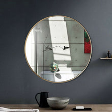 Load image into Gallery viewer, 27.5" Modern Metal Wall-Mounted Round Mirror for Bathroom-Golden