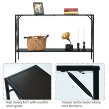 Load image into Gallery viewer, 2 Tier Narrow Accent Side Entryway Metal Frame Console Table -Coffee