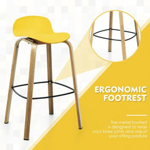 Load image into Gallery viewer, Set of 2 Modern Barstools Pub Chairs with Low Back and Metal Legs-Yellow