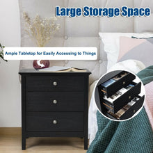 Load image into Gallery viewer, Nightstand Beside End Side Table Organizer with 3 Drawers-Black