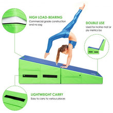 Load image into Gallery viewer, Folding Wedge Exercise Gymnastics Mat with Handles-Green