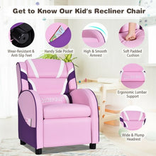 Load image into Gallery viewer, Kids Leather Recliner Chair with Side Pockets-Pink