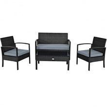 Load image into Gallery viewer, 4 PCS Patio Rattan Cushioned Furniture Set -Black
