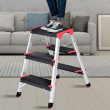 Load image into Gallery viewer, 3 Step Aluminum Lightweight Ladder Folding Non-Slip Stool