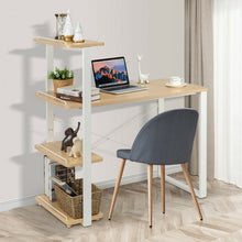 Load image into Gallery viewer, Reversible Computer Desk Study Table Home Office w/Adjustable Bookshelf-Natural