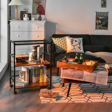 Load image into Gallery viewer, 3-Tier Kitchen Serving Bar Cart with Lockable Casters and Handle Rack for Home Pub-Rustic Brown